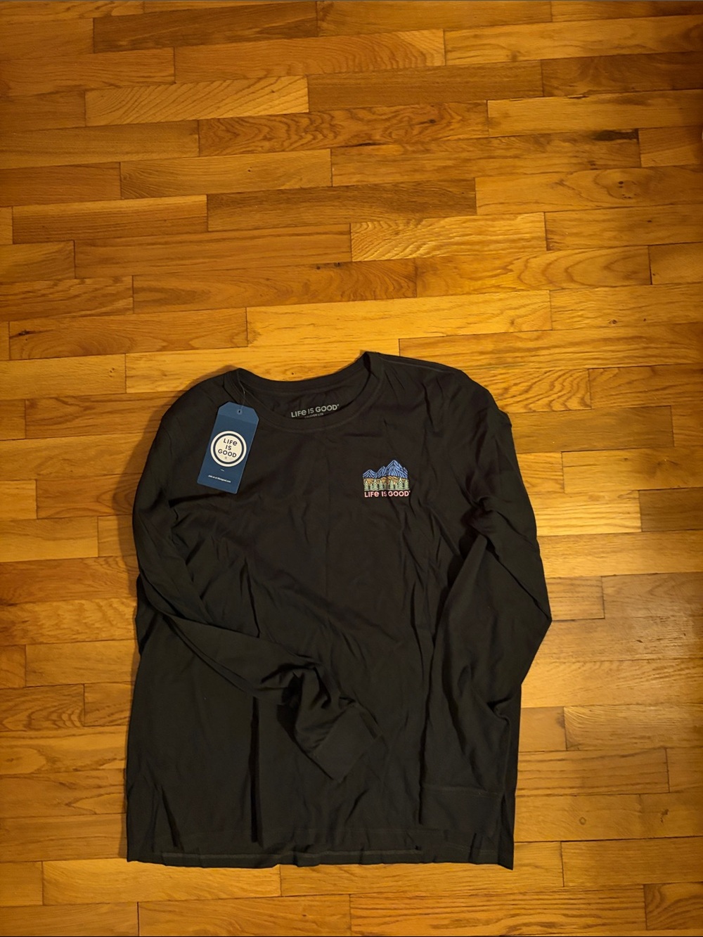 NWT-Life Is Good Men’s Long-Sleeve Tee — Black with Blue Graphic
